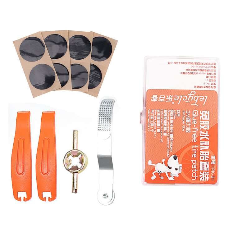 LEBYCLE Bike Tyre Patches Repair Kits Tire Levers MTB Glue Free Fixing Sets
