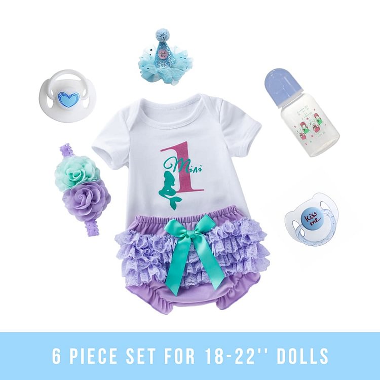  1st Birthday Clothes Bottle Pacifier Suit for 18-22 Inches Reborn Dolls 6 Piece Set Accessories - Reborndollsshop.com-Reborndollsshop®