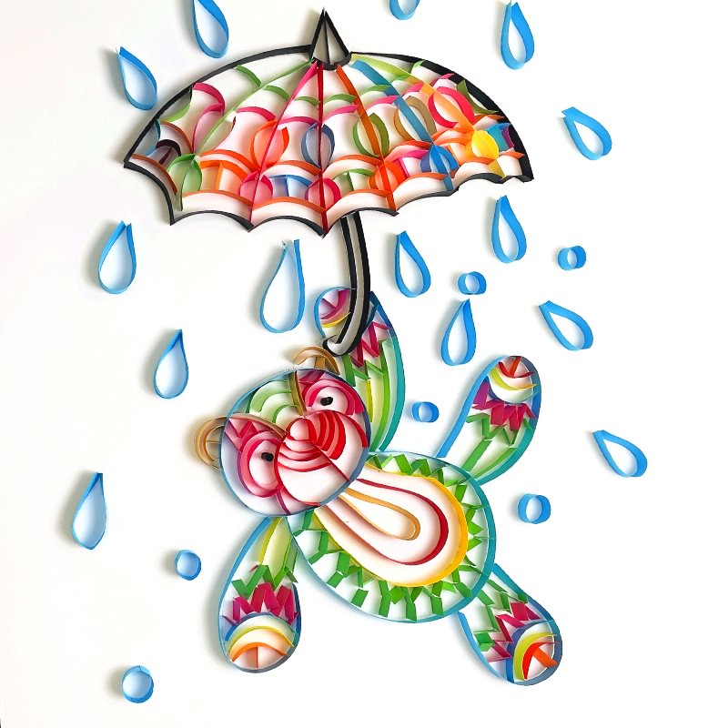 JEFFQUILLING™-JEFFQUILLING™ Paper Filigree Painting Kit -Little Bear with Umbrella