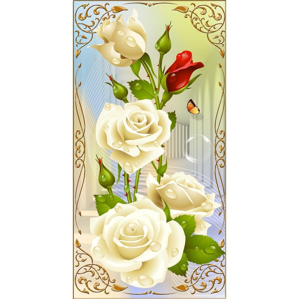 Partial Special Shaped Diamond Painting Rose Flower  (30x56cm)