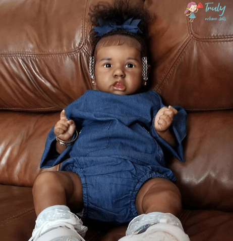 [Silicone Reborn Girl] Mini Toddler Baby Dolls Truly Black Realistic Collectible Lifelike Baby Doll 12 inches Sally -Creativegiftss® - [product_tag]