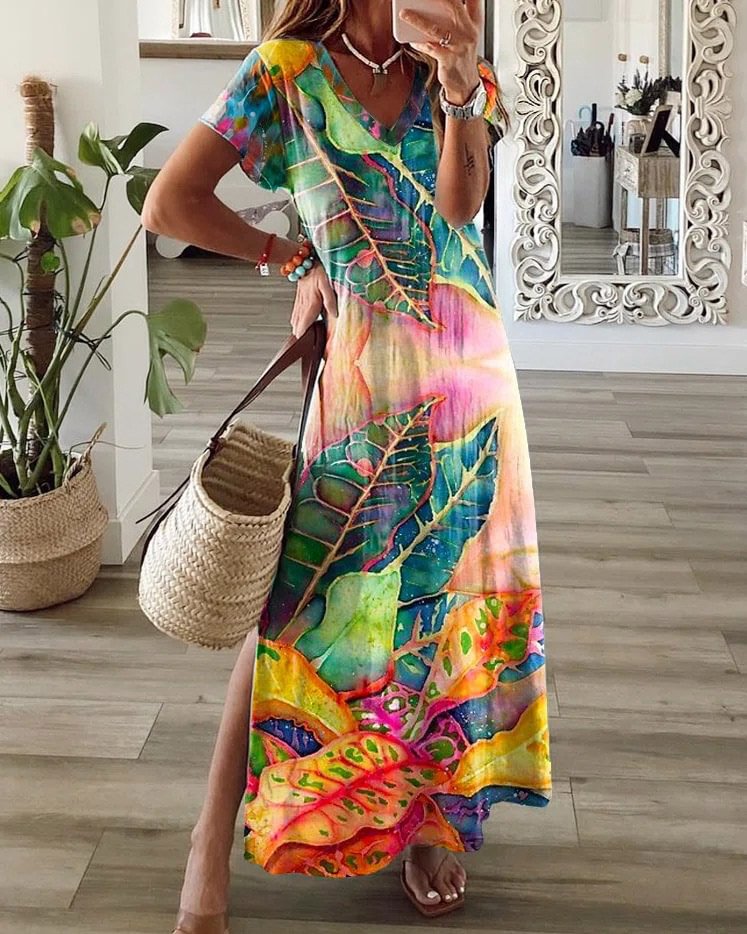 Casual Short Sleeve A-Line Knitting Dress