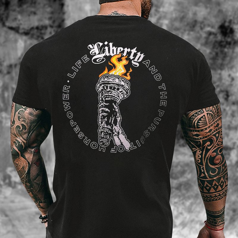 Livereid Life Liberty And The Pursuit Of Horsepower Printed T-shirt - Livereid
