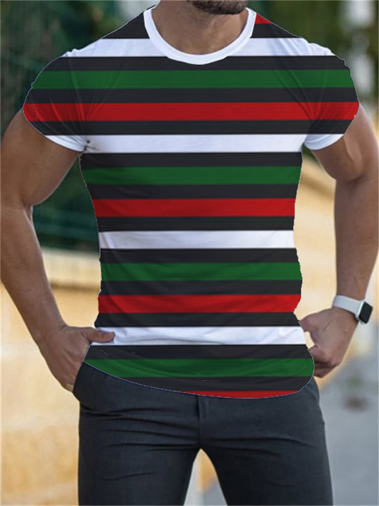 BrosWear Black Pride Contrast Colors Stripe Comfy T-shirt