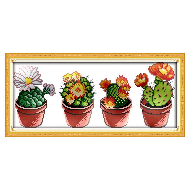 (14Ct Counted/Stamped) Cactus - Cross Stitch Kit 36*17cm