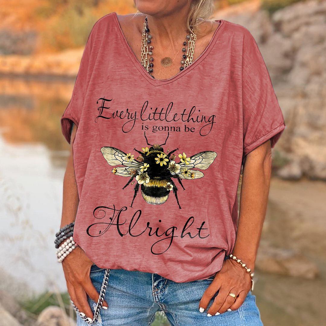 Every Little Thing Is Gonna Be Alright Printed Bee T-shirt