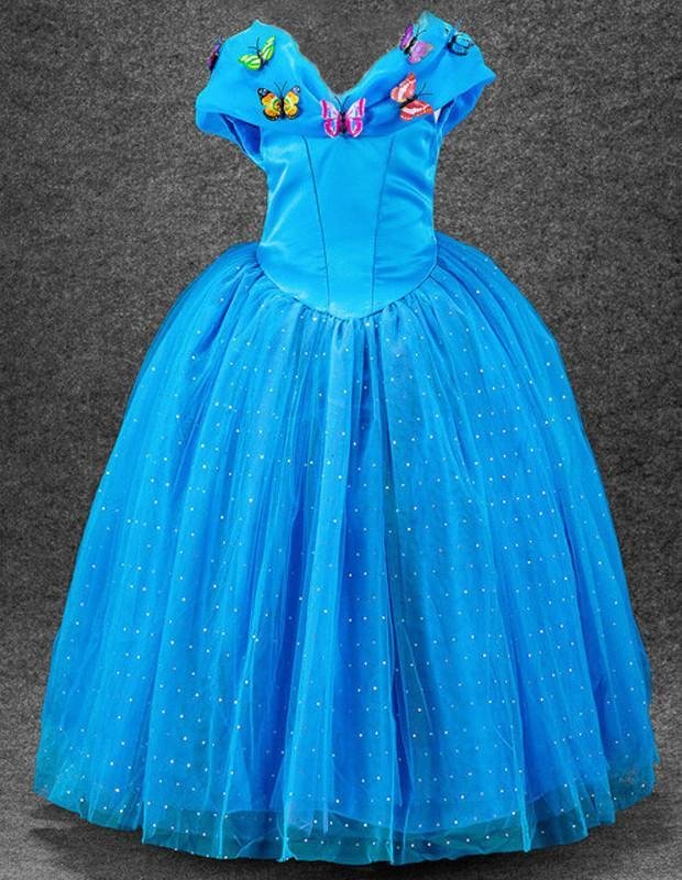 New Cinderella Gown Fancy Dress Princess Kids Girls Halloween Costume-Mayoulove