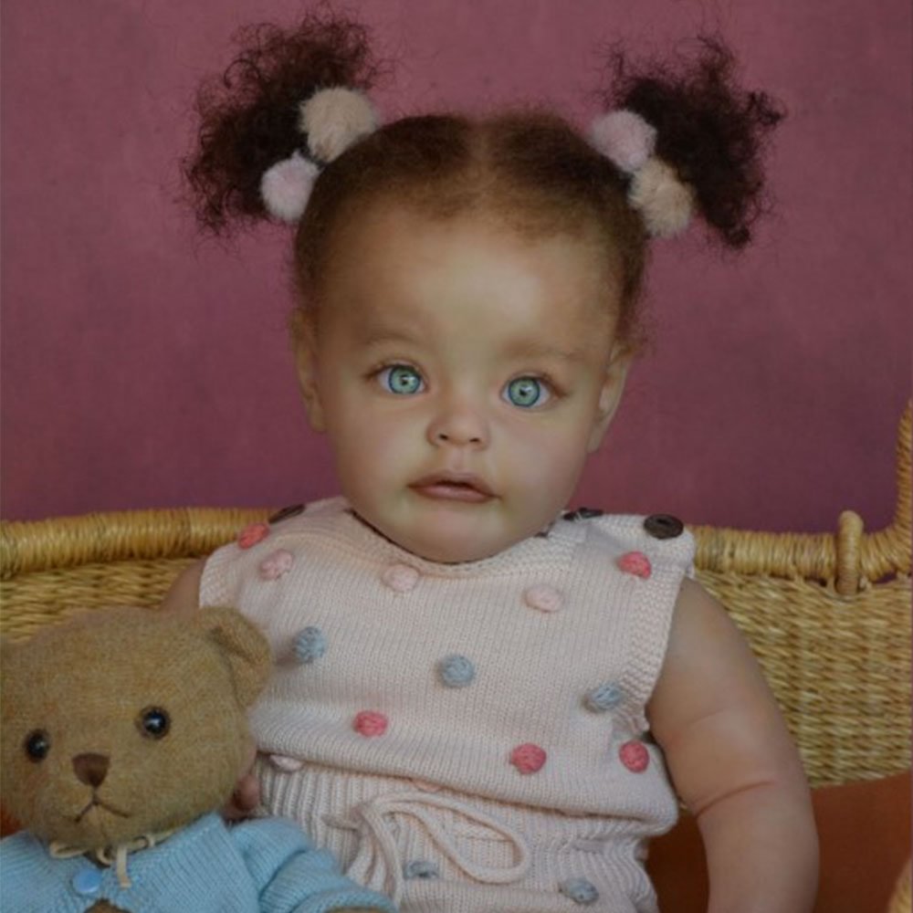 [New!] African American 17'' Lifelike Black Hair Reborn Toddler Girl Babies Doll Abigail With Bottle And Pacifier