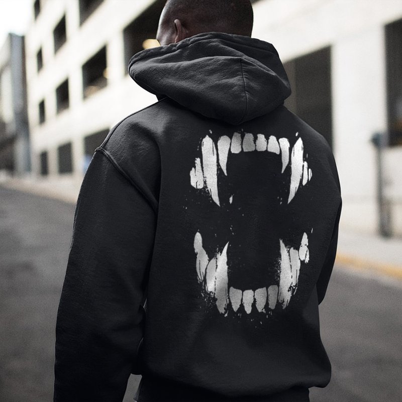 Devil teeth print casual hoodie designer - Krazyskull