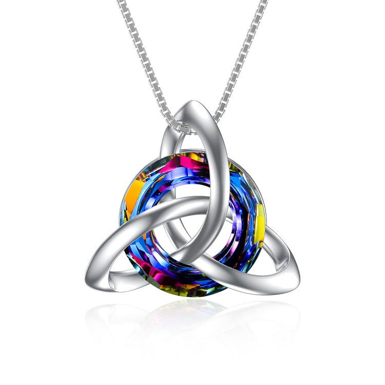 S925 Friend Celtic Knot Crystal Circle Necklace