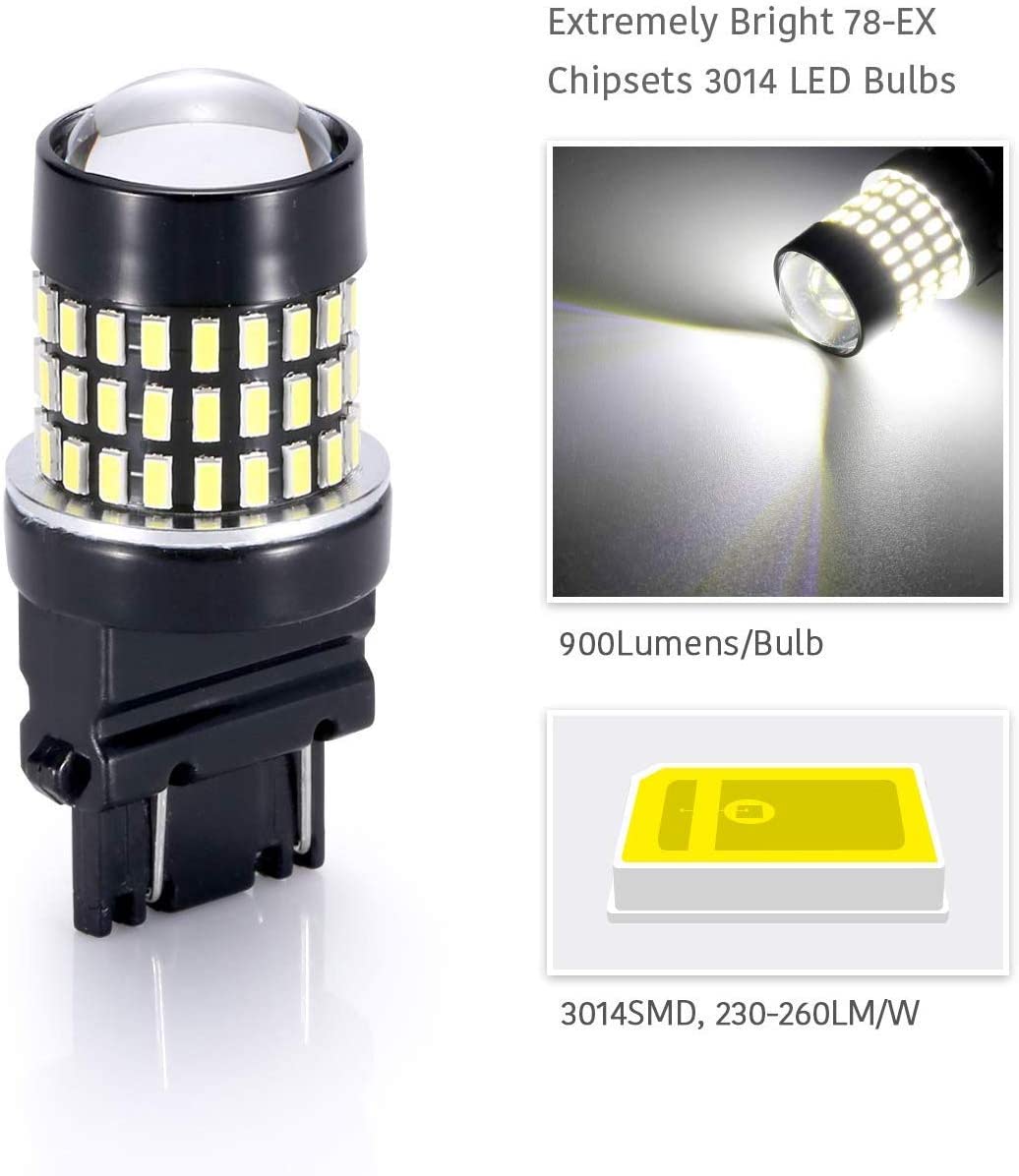 LUYED 2 X 1200 Lumens Extremely Bright 3157 3030 31-EX Chipsets 3156 3057 3157 4157 LED Bulbs With Projector For Back Up Reverse Lights,Brake Lights,Tail Lights,Xenon White 