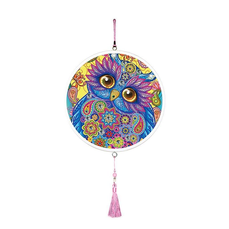 Owl Mural Pink Tassels DIY Diamond Painting Special Shape Drill Home Decor