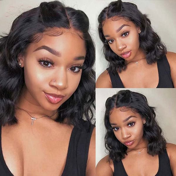 💥 Affordable  💥 Undetectable 13×4 Frontal Lace Wigs | Black Wavy Bob Wigs | Upgraded 2.0