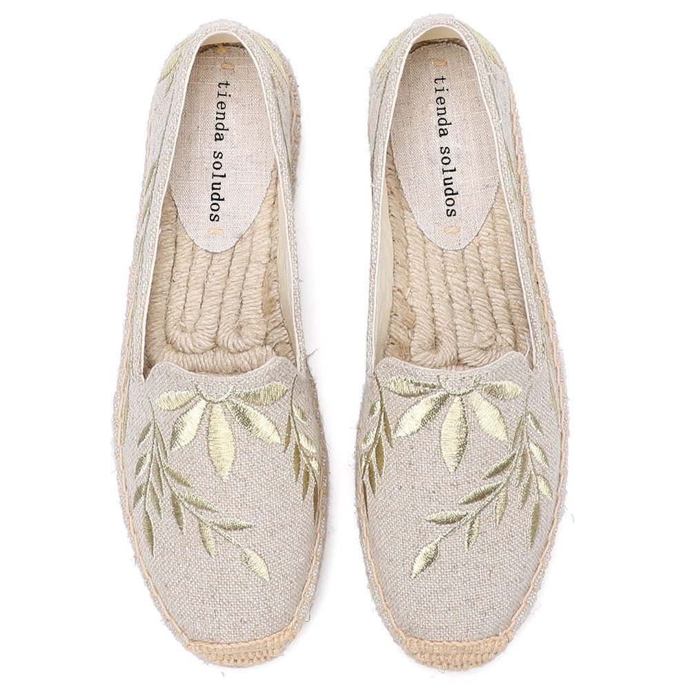 Platform Hemp Rubber Slip-on Casual Floral Flat Shoes