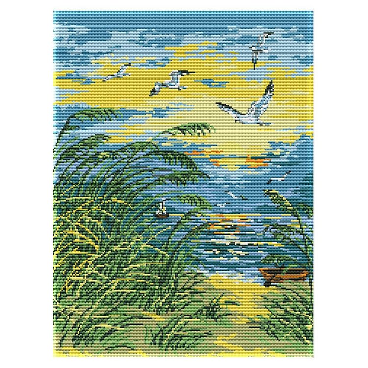Sunrise By The Sea - 14Ct Stamped Cross Stitch Kit 41*52CM