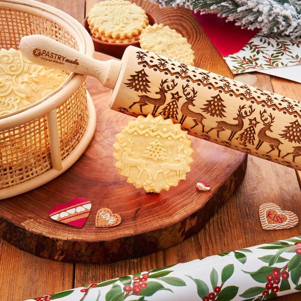Christmas, Rolling Pin, Embossing Rolling Pin, Engraved Rolling Pin By Laser