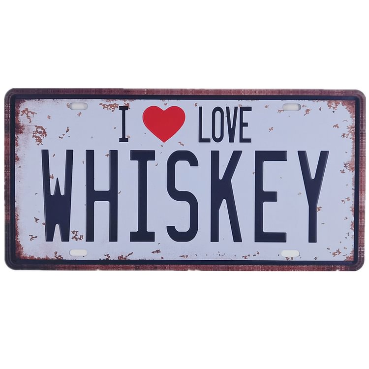 I Love Whisky License Plate Vintage Metal Tin Sign Plaque for Bar Pub Club