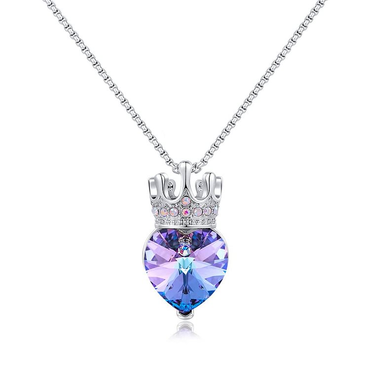 For Daughter - S925 Straighten Your Crown Crystal Love Crown Necklace