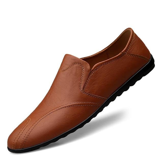 Men's Leather Shoes Pigskin Fall & Winter Casual Loafers & Slip-Ons Wear Proof Light Brown / Dark Brown / Black-Corachic