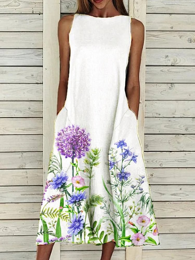 Elegant Sleeveless A-Line Midi Dress