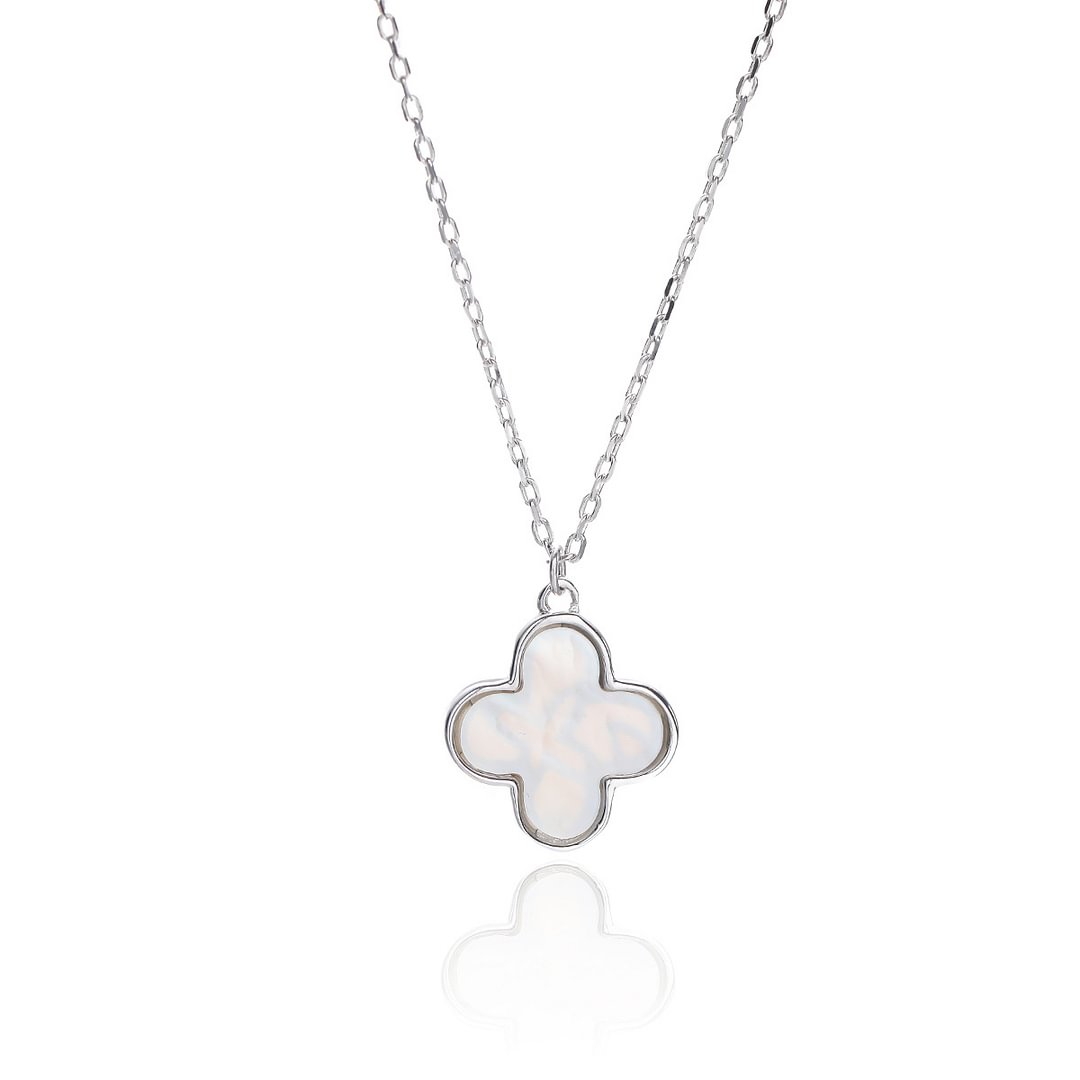 Clover Colorful Shell Silver Pendant Necklace