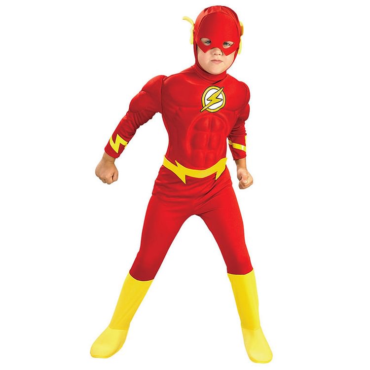 Mayoulove The Flash Cosplay Costume with Mask Boys Girls Bodysuit Kids Halloween Fancy Jumpsuits-Mayoulove