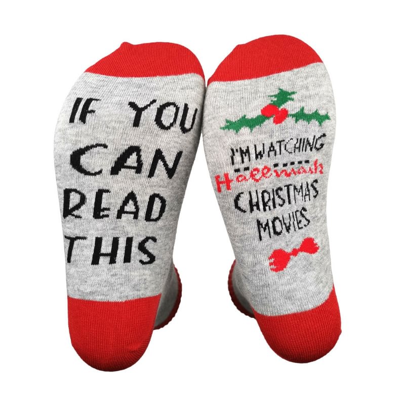Color-matching Letter Printed Comfortable Cotton Christmas Socks - Livereid