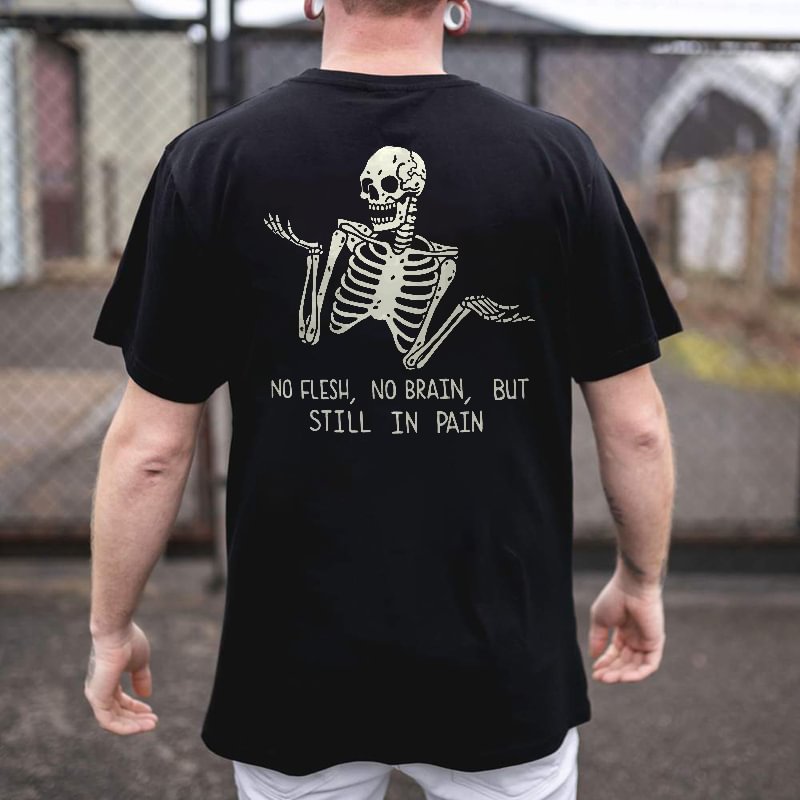 No Flesh No Brain Skull Printed Men's T-shirt - Krazyskull