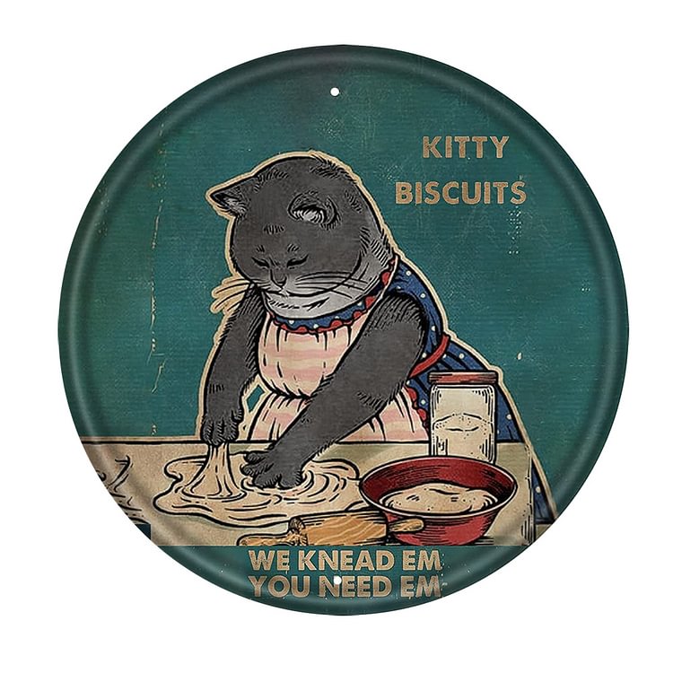Cat Chef - Round Vintage Tin Signs/Wooden Signs - 30x30cm