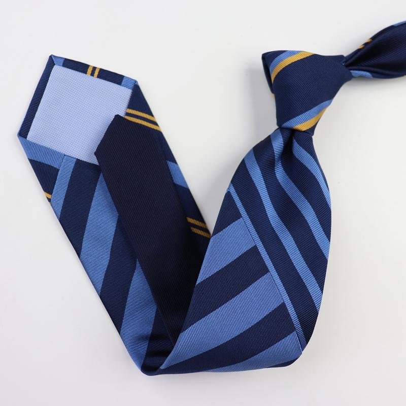 Cravate en soie bleue à rayures obliques-Soie Plus