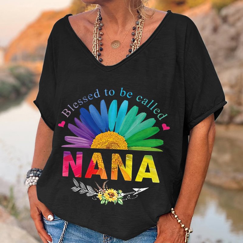 Blessed To Be Called NaNa Printed Hippie T-shirt
