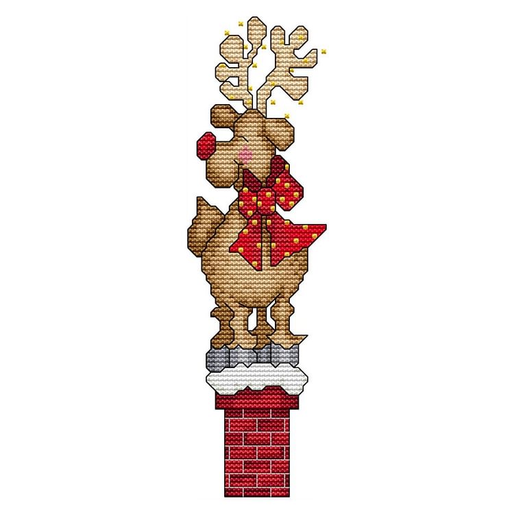 (14Ct/11Ct Counted/Stamped) Christmas Deer - Cross Stitch Kit 9*27CM