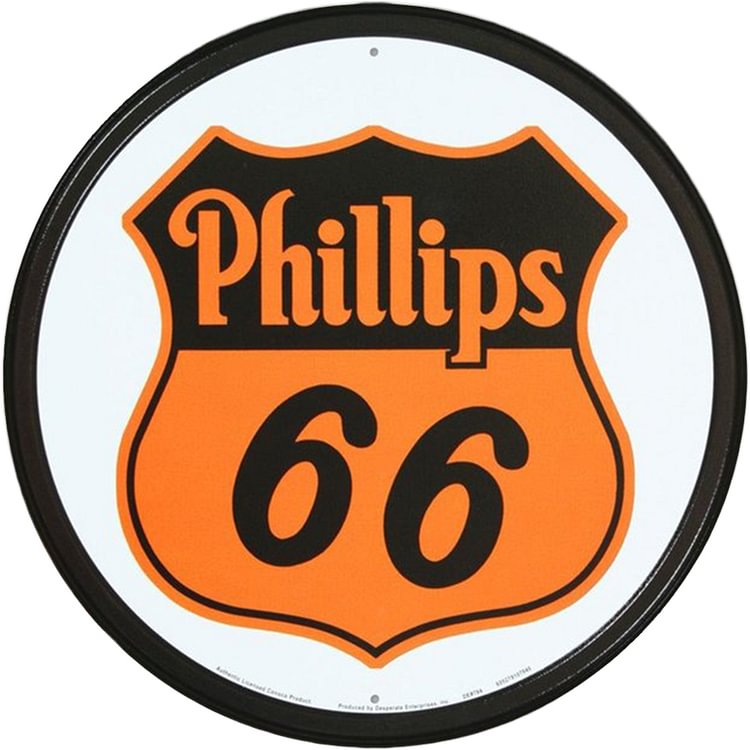 Pillips 66 - Round Vintage Tin Signs/Wooden Signs - 30x30cm