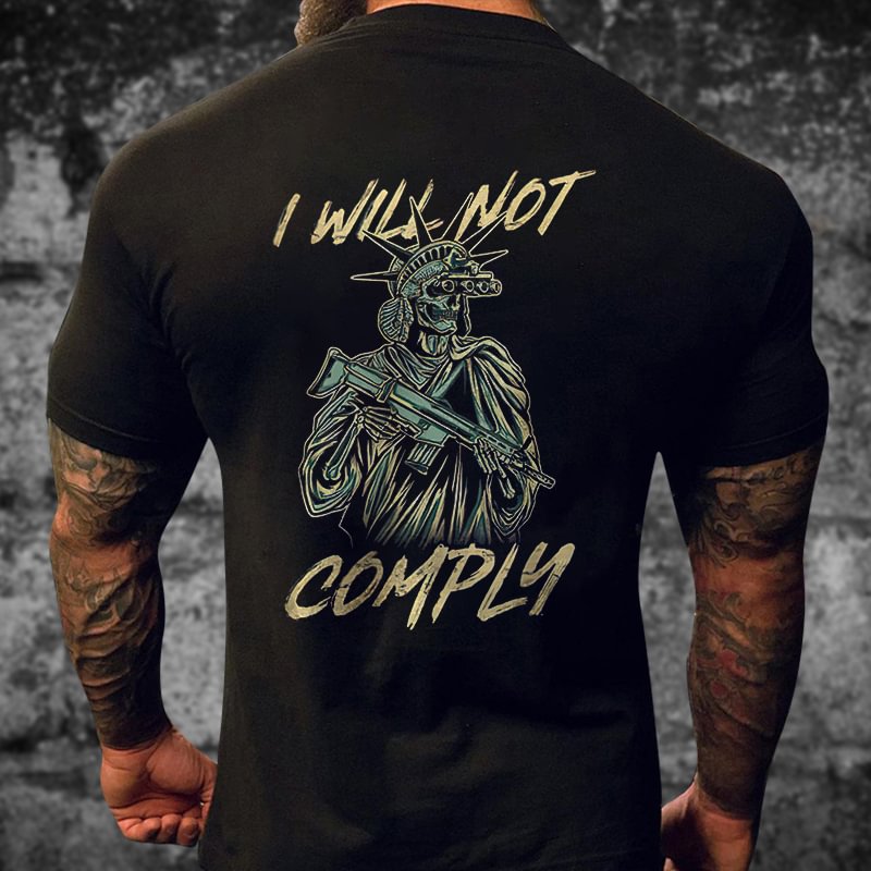 Livereid I Will Not Comply Skull Print T-shirt - Livereid