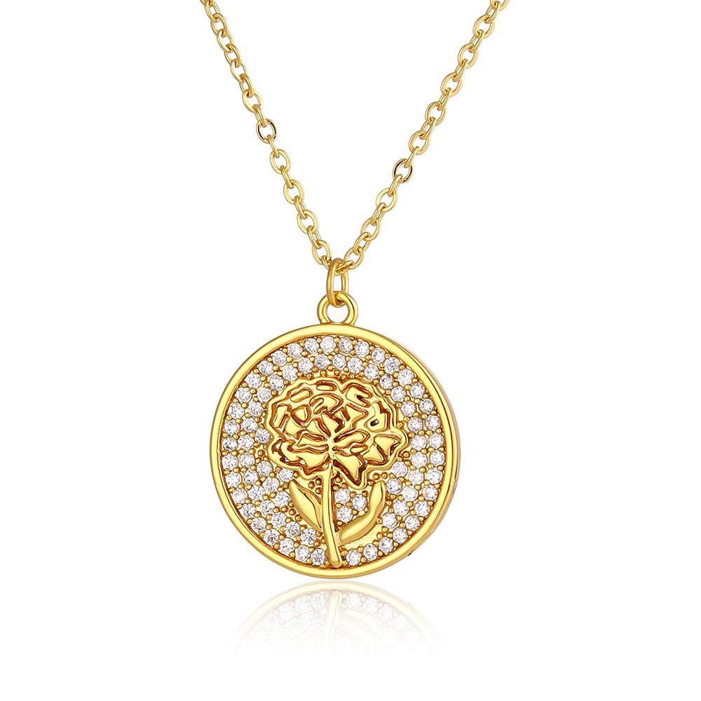12 Styles Birthflower Necklaces 18k Gold Plated