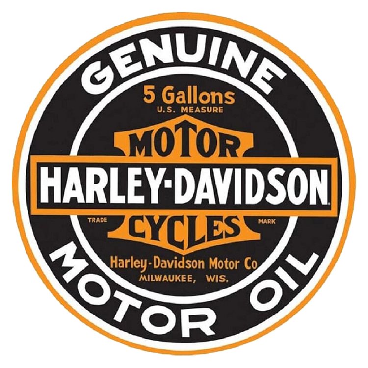Harley-Davidson Genuine Motor Oil - Round Vintage Tin Signs/Wooden Signs - 30x30cm