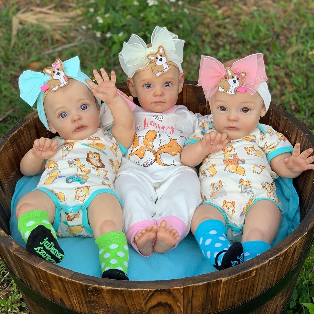  17"  Adorable Reborn Triplet Sisters ,Cute Lifelike Handmade Silicone Reborn Dolls Set - Reborndollsshop.com-Reborndollsshop®