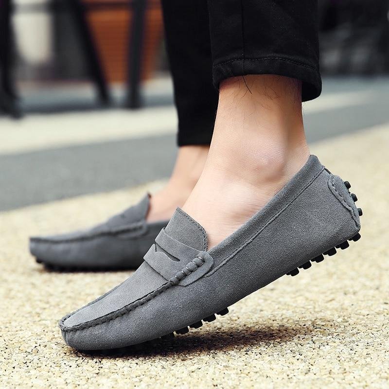 Men's Soft Loafers Moccasins Genuine Leather Flats Driving Shoes-Corachic
