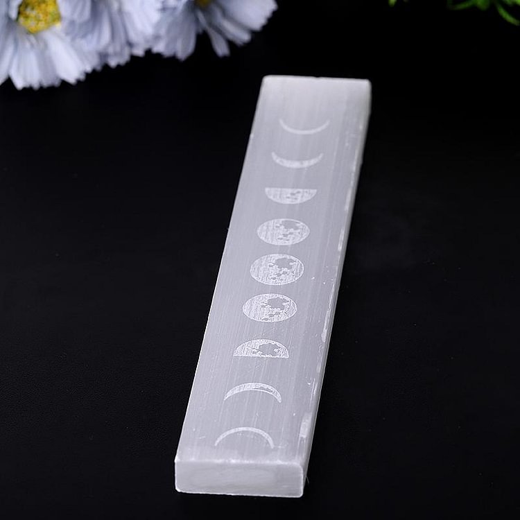 9" Selenite Stick Wand with Laser Engraved Moon Pattern Bulk Crystal wholesale suppliers