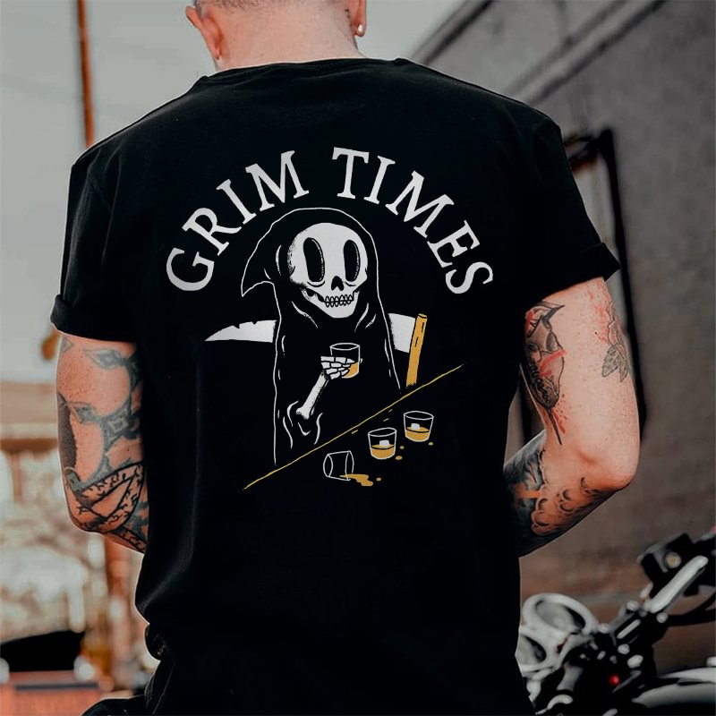 Grim Times Printed Men's T-shirt - Cloeinc