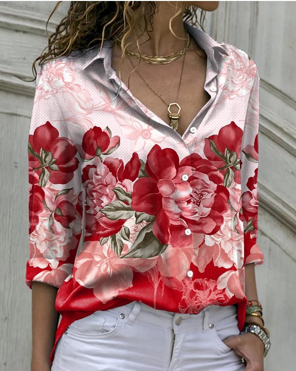 Spring/Summer New Fashion Printed Long Sleeve Loose Top