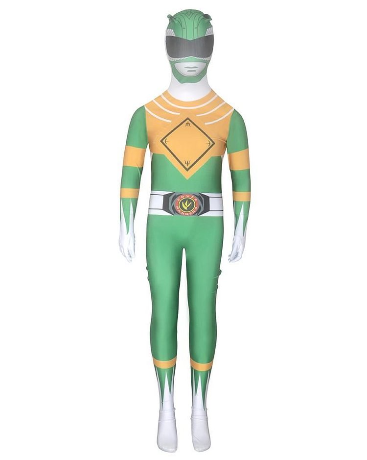 Mayoulove Green Mighty Morphin Power Rangers Kids Cosplay Halloween Costume-Mayoulove