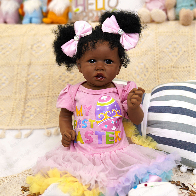  20 Inches African American Happy Children's Day Realistic Cute Baby Doll with Name Cora - Reborndollsshop.com-Reborndollsshop®