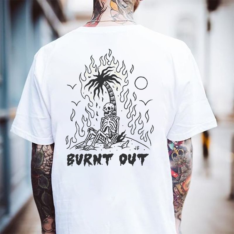 Burnt Out Printed Casual Men's T-shirt - Krazyskull
