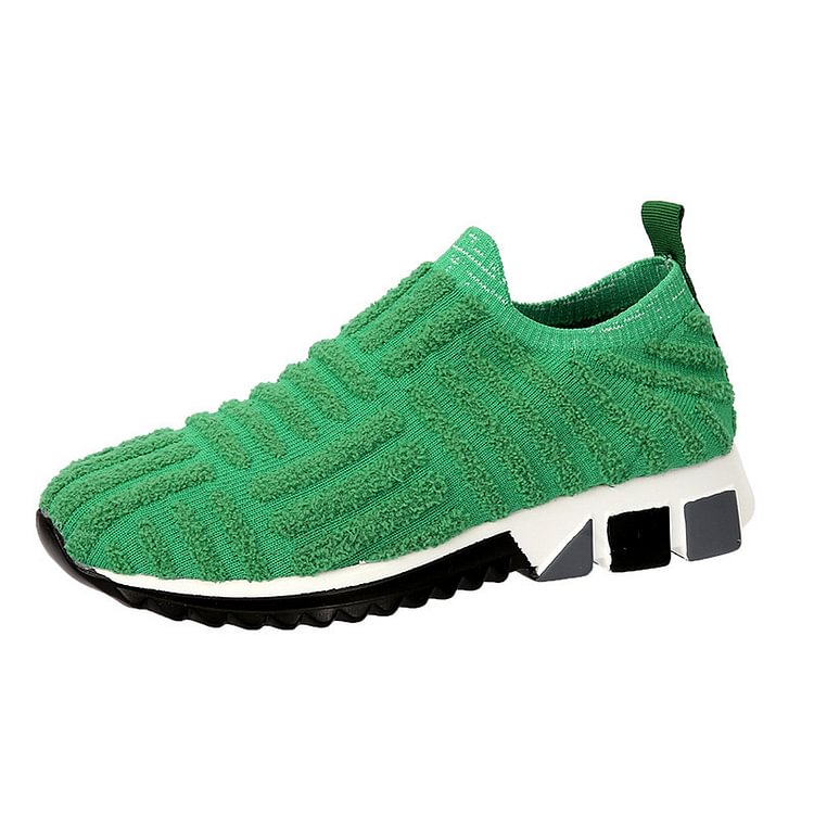 Large Size Sneakers Green Women's Mesh Breathable Casual Shoes Lace Up Towel Women's Shoes