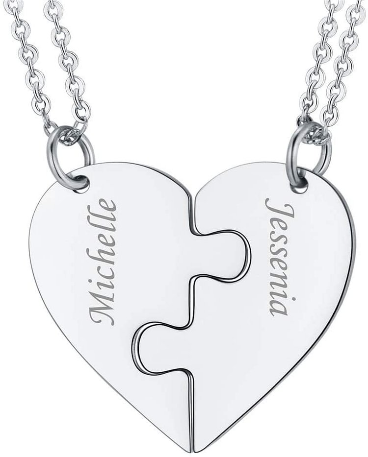 Engraved names 2-5 Best Friend Family Heart Shaped Matching Necklaces-Mayoulove