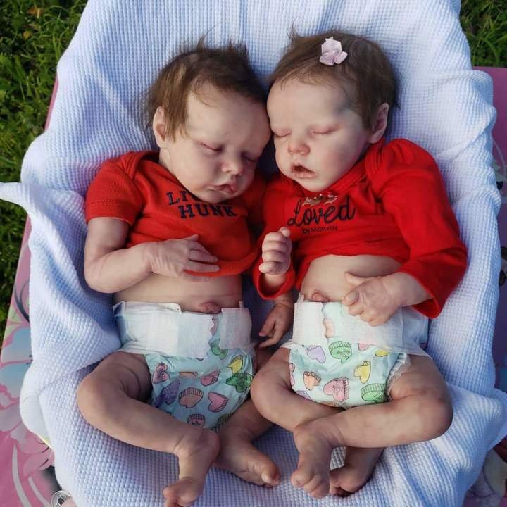 Reborn Twins Babies- 12'' Life Like Twins Sister Girl Reborn Baby Sleeping Newborn Doll Rocio and Lisa  -Creativegiftss® - [product_tag]