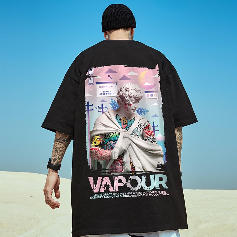 Summer Print Vapour Cotton Hip Hop Streetwear Casual T-Shirts-VESSFUL