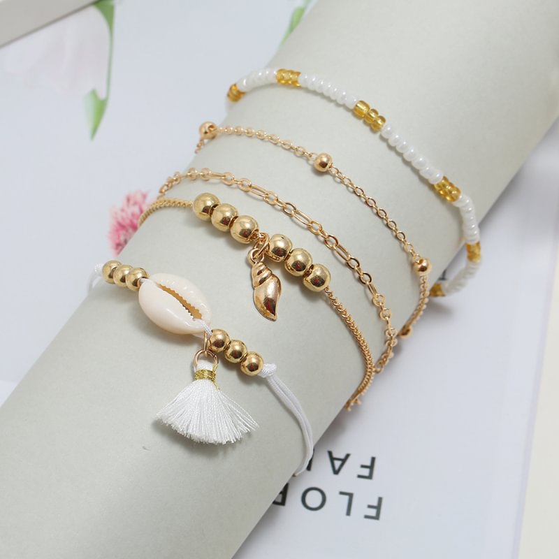  Fashion conch shell beaded tassels all-match bracelet - Neojana