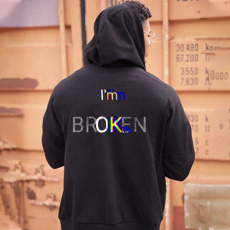 I'm Broken Casual Men's Hoodie - Krazyskull